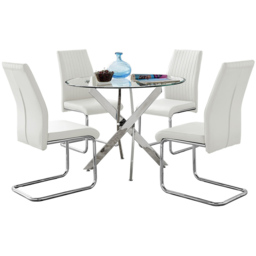 Furniturebox Arona Fontana 4 Seater Round Dining Set White and Chrome - Wilko - thumbnail 3