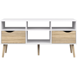 Florence 2 Drawer White and Oak Wide TV Unit - Size: 39.1 x 117.2 x 57.4cm - Furniture to Go - Wilko - thumbnail 4