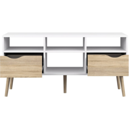 Florence 2 Drawer White and Oak Wide TV Unit - Size: 39.1 x 117.2 x 57.4cm - Furniture to Go - Wilko - thumbnail 5
