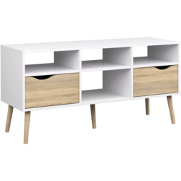 Florence 2 Drawer White and Oak Wide TV Unit - Size: 39.1 x 117.2 x 57.4cm - Furniture to Go - Wilko - thumbnail 3