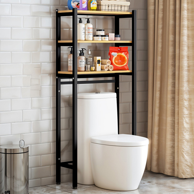 Living and Home 3 Shelf Black Over Toilet Storage Shelf - Size: 158 x 50 x 28cm - Wilko - image 1