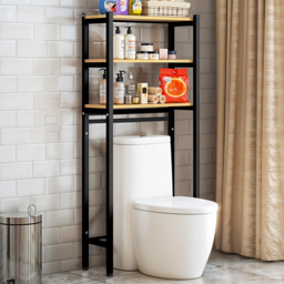 Living and Home 3 Shelf Black Over Toilet Storage Shelf - Size: 158 x 50 x 28cm - Wilko - thumbnail 1