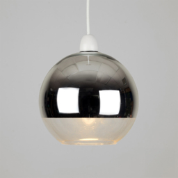 ValueLights Daelim Chrome Dome Ball Glass Pendant Lamp Shade - Size: 16 x 18 x 18cm - Silver - Wilko - thumbnail 5