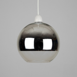 ValueLights Daelim Chrome Dome Ball Glass Pendant Lamp Shade - Size: 16 x 18 x 18cm - Silver - Wilko - thumbnail 4