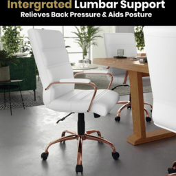 FWStyle White and Rose Gold Designer Office Chair - Size: 94 x 48 x 61cm - Wilko - thumbnail 5