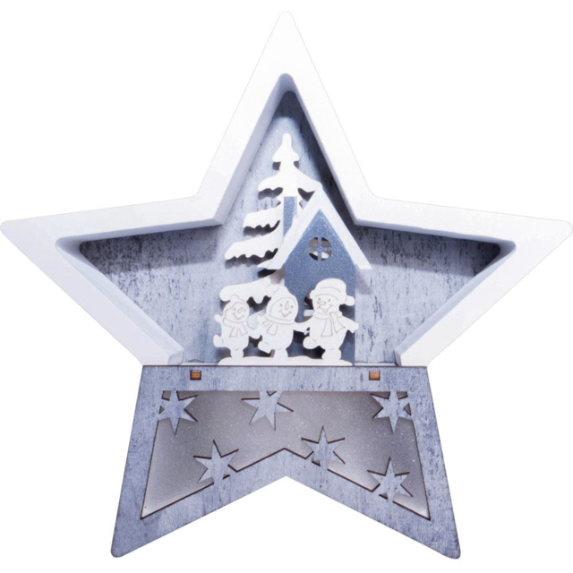 Xmas Haus Multicolour Festive Light Up Wooden Christmas Star - Size: 19 x 19cm - Wilko - image 1