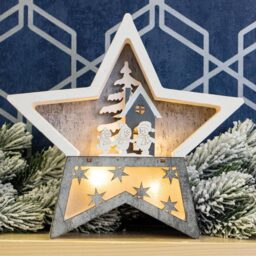 Xmas Haus Multicolour Festive Light Up Wooden Christmas Star - Size: 19 x 19cm - Wilko - thumbnail 6