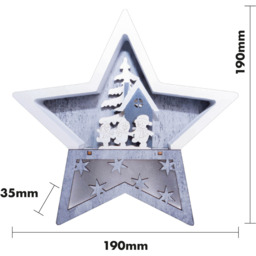 Xmas Haus Multicolour Festive Light Up Wooden Christmas Star - Size: 19 x 19cm - Wilko - thumbnail 7