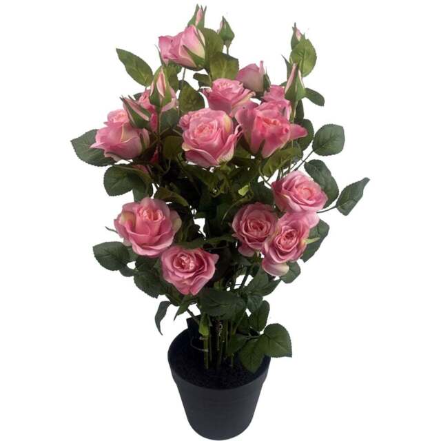Botanik Rose Bush Artificial Tree in Pot 60cm - Size: 60 x 30 x 30cm - Pink - Wilko - image 1