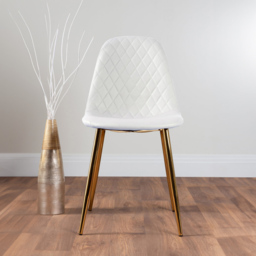 Furniturebox Arona Solara 4 Seater Round Dining Set Gold and White - Wilko - thumbnail 4