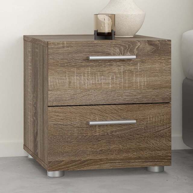 Florence 2 Drawer Truffle Oak Bedside Table - Wood - Furniture to Go - Wilko - image 1