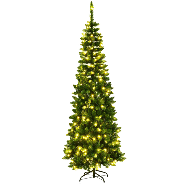Shatchi Warm White LED Pre-Lit Slim Pencil Artificial Christmas Tree 6ft - Green - Wilko - image 1