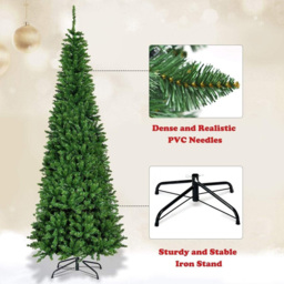 Shatchi Warm White LED Pre-Lit Slim Pencil Artificial Christmas Tree 6ft - Green - Wilko - thumbnail 7