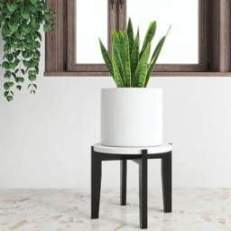 Living and Home Black and White Bamboo Raised Plant Stand 24cm - Size: 19.5 x 24 x 24cm - Black + White - Wilko - thumbnail 3
