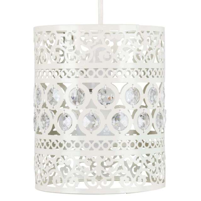 ValueLights Moroccan Style White Ornate Pendant Lamp Shade - Size: 22 x 18 x 24cm - Wilko - image 1