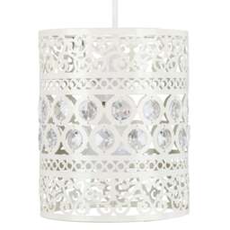 ValueLights Moroccan Style White Ornate Pendant Lamp Shade - Size: 22 x 18 x 24cm - Wilko - thumbnail 1