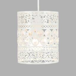 ValueLights Moroccan Style White Ornate Pendant Lamp Shade - Size: 22 x 18 x 24cm - Wilko - thumbnail 4