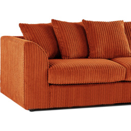 Luxor 5 Seater Orange Jumbo Cord Scatter Back Sofa Suite - Wilko - thumbnail 4