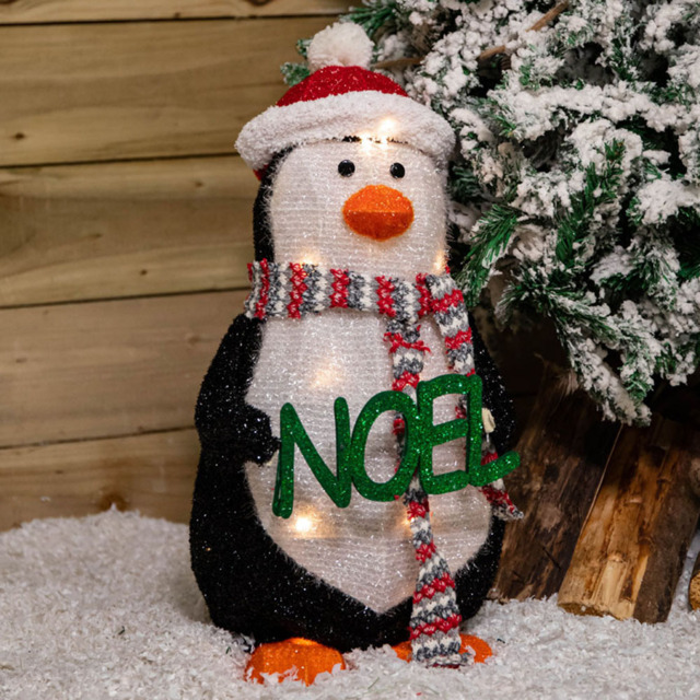 Samuel Alexander Warm White LED Christmas Penguin with Red Hat 55cm - Size: 55 x 30 x 30cm - Multi - Wilko - image 1