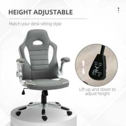 Portland Grey PU Leather Racing Gaming Chair - Size: 65 x 69 x 122cm - Wilko - thumbnail 5
