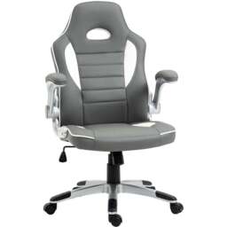 Portland Grey PU Leather Racing Gaming Chair - Size: 65 x 69 x 122cm - Wilko - thumbnail 3