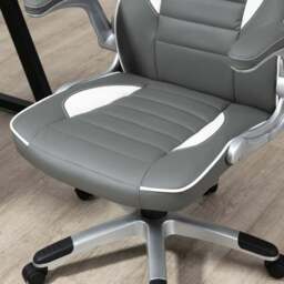Portland Grey PU Leather Racing Gaming Chair - Size: 65 x 69 x 122cm - Wilko - thumbnail 4