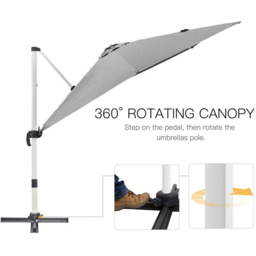 Outsunny Grey Crank and Tilt Cantilever Parasol with Cross Base 3m - Wilko - thumbnail 7