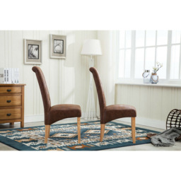 Brown Set of 2 Tufted High Back Fabric Dining Chair - MCC - Wilko - thumbnail 4