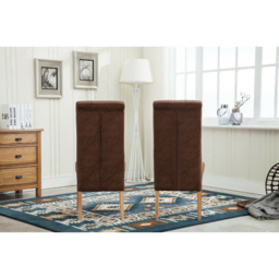 Brown Set of 2 Tufted High Back Fabric Dining Chair - MCC - Wilko - thumbnail 5