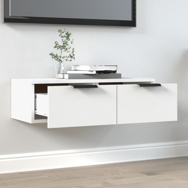 vidaXL 2 Drawer White Wall Mounted Cabinet - Size: 20 x 68 x 30cm - Wilko - image 1