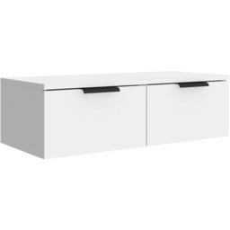 vidaXL 2 Drawer White Wall Mounted Cabinet - Size: 20 x 68 x 30cm - Wilko - thumbnail 3