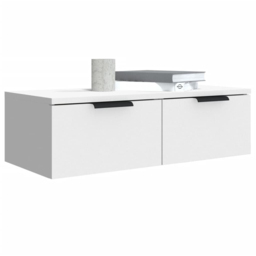 vidaXL 2 Drawer White Wall Mounted Cabinet - Size: 20 x 68 x 30cm - Wilko - thumbnail 4
