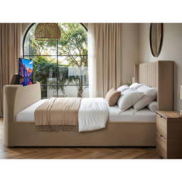 Flair Fallon Super King Size Beige Velvet TV Side Lift Ottoman Bed - Cream - Wilko - thumbnail 7