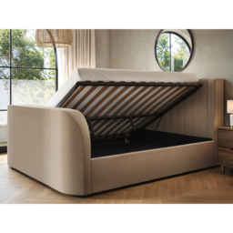 Flair Fallon Super King Size Beige Velvet TV Side Lift Ottoman Bed - Cream - Wilko - thumbnail 6