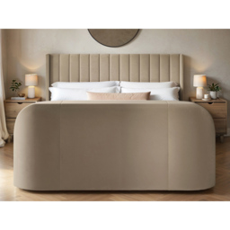 Flair Fallon Super King Size Beige Velvet TV Side Lift Ottoman Bed - Cream - Wilko - thumbnail 5