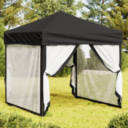vidaXL 2 x 2m Black Foldable Party Tent with Sidewalls - Wilko