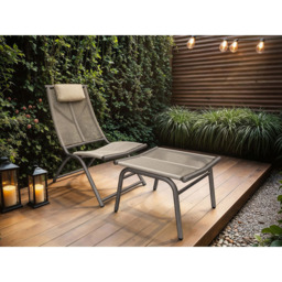 SOLACE+CO Esen Set of 2 Brown Garden Lounge Chairs with Footstool - Wilko - thumbnail 5