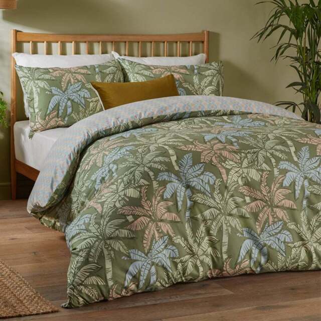 Duvet Day Kentia Single Palm Green Tropical Printed Duvet Set - Wilko - image 1