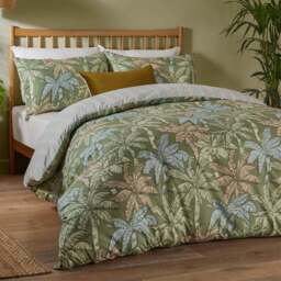 Duvet Day Kentia Single Palm Green Tropical Printed Duvet Set - Wilko - thumbnail 1