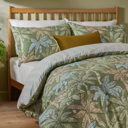 Duvet Day Kentia Single Palm Green Tropical Printed Duvet Set - Wilko - thumbnail 4