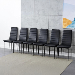 Kosy Koala 6 Seater Faux Leather Wooden Dining Set Black - Brown - Wilko - thumbnail 4