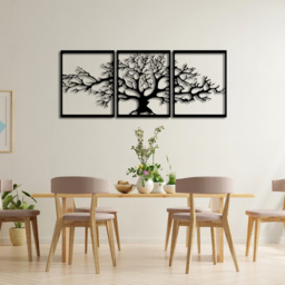 Decortie 3 Piece Tree of Life Triptych Metal Wall Art Set - Size: 48 x 117 x 0.2cm - Black - Wilko - thumbnail 4
