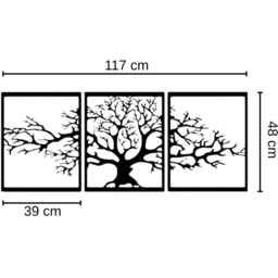 Decortie 3 Piece Tree of Life Triptych Metal Wall Art Set - Size: 48 x 117 x 0.2cm - Black - Wilko - thumbnail 6