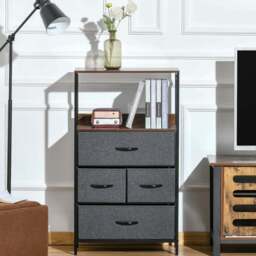 Portland 4 Drawer Black and Wood Effect Chest of Drawers - Wilko - thumbnail 5