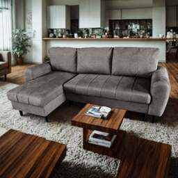 DS Living Sienna 3 Seater Grey Fabric Right Hand Chaise Sofa Bed - Wilko - thumbnail 1