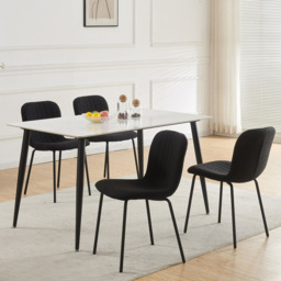 Bella Set of 4 Black Teddy Faux Fur Stitched Design Dining Chairs - MCC - Wilko - thumbnail 7