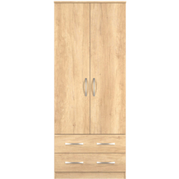 Crowndale Avon 2 Door 2 Drawer Nebraska Oak Wardrobe Ready Assembled - Wilko - thumbnail 3