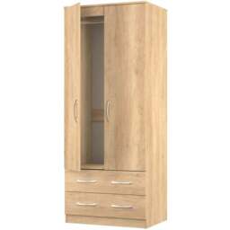 Crowndale Avon 2 Door 2 Drawer Nebraska Oak Wardrobe Ready Assembled - Wilko - thumbnail 7