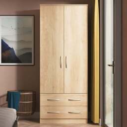 Crowndale Avon 2 Door 2 Drawer Nebraska Oak Wardrobe Ready Assembled - Wilko - thumbnail 1