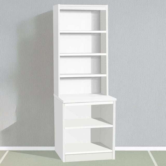 R White Cabinets 6 Shelf White Desk Height Bookcase with Hutch - Size: 182.8 x 60 x 54cm - Wilko - image 1